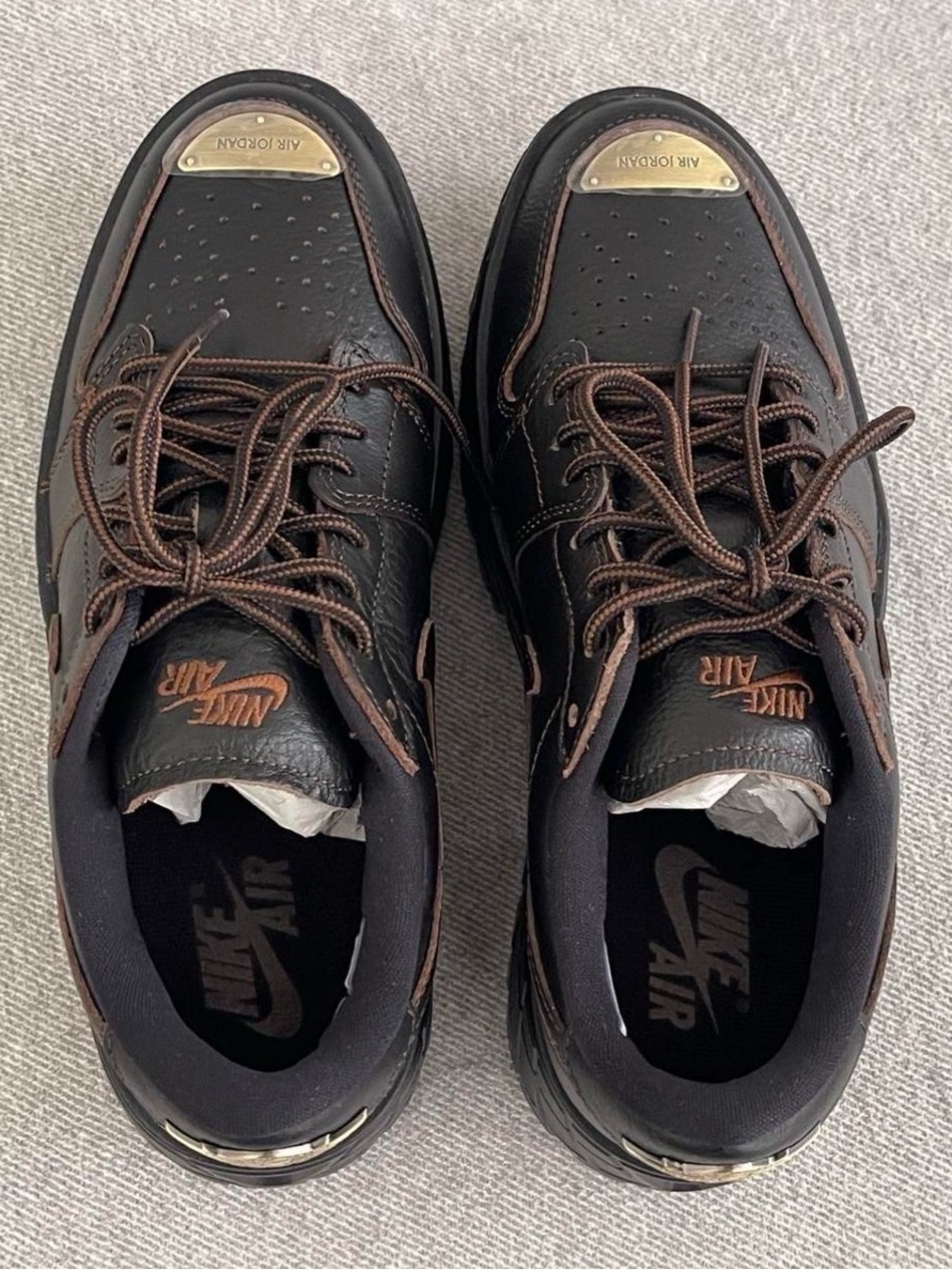 Size 8 - Nike WMNS Air Jordan 1 Brooklyn Low Leather Black Cacao HF3184-002 NEW - Picture 3 of 8